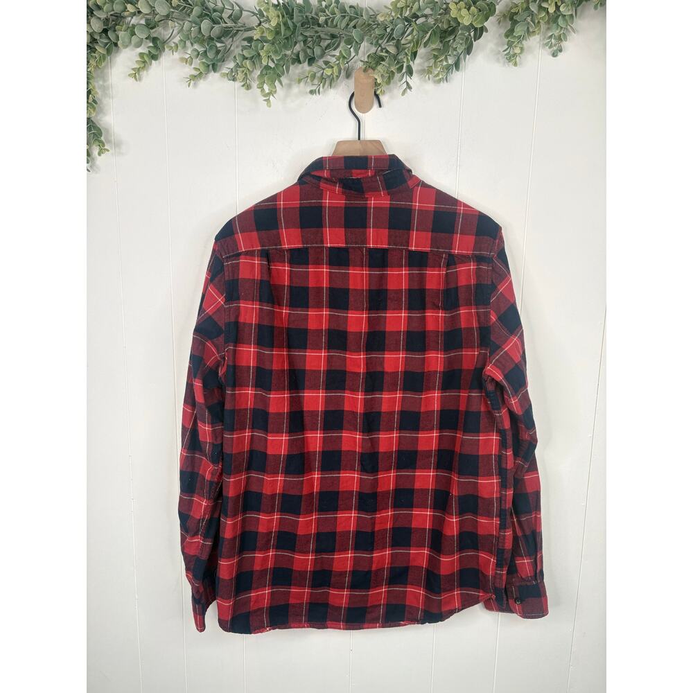 ❣️5/$25 Goodfellow Red Plaid Button Up Shirt Large Flannel Standard Fit - Picture 5 of 7